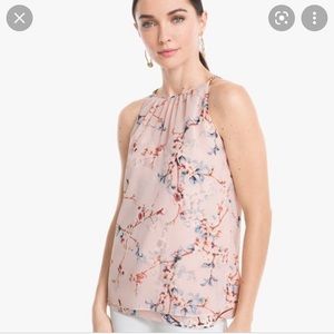 WHBM floral sleeveless blouse small